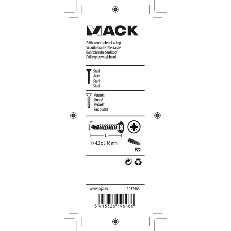 ギャラリービューアに画像をロードする, Mack 1017463 - zelfborende schroef vz kop verz. 28 st 4,2 x 16 mm | 10 stuks