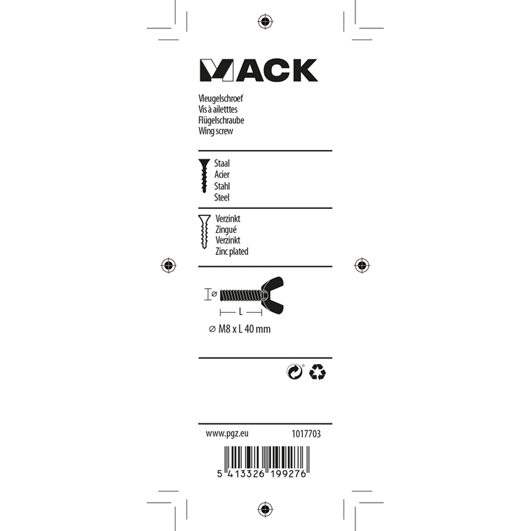 Afbeelding laden in galerijviewer, Mack 1017703 - vleugelschroef geelverzinkt 2 st m8 x 40 mm | 10 stuks
