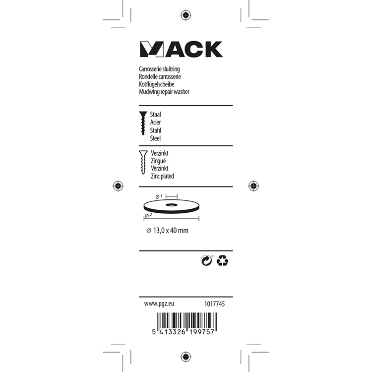 Afbeelding laden in galerijviewer, Mack 1017745 - carrosserie sluitring verzinkt6 st 13,0 x 40 mm | 5 stuks