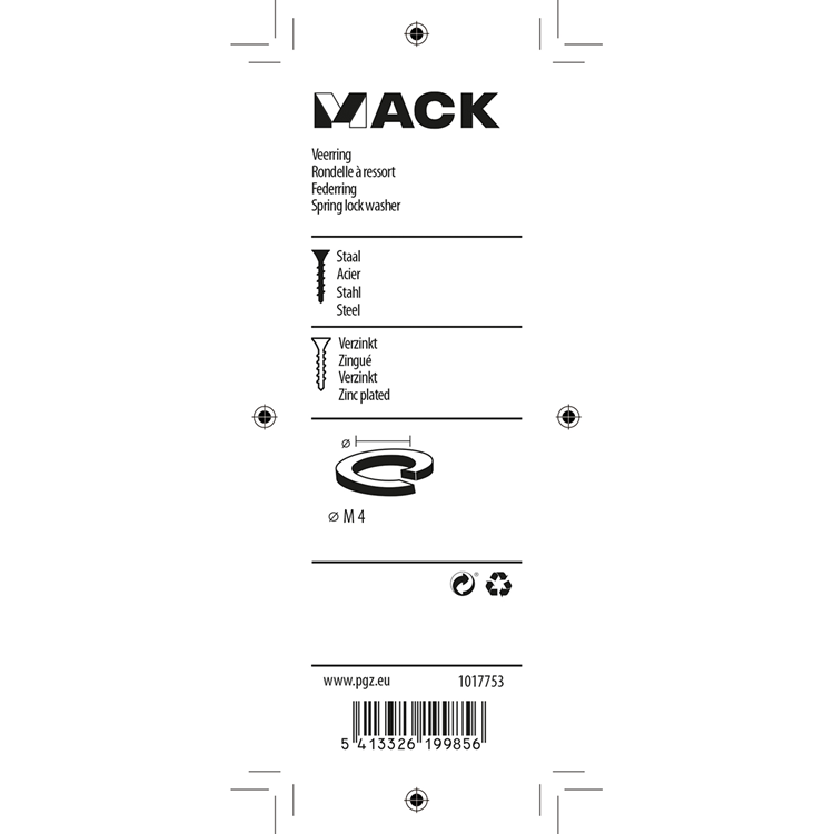 Afbeelding laden in galerijviewer, Mack 1017753 - veerring staal verz. 60st m4 | 10 stuks