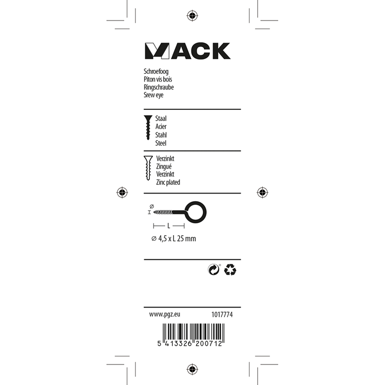 Afbeelding laden in galerijviewer, Mack 1017774 - schroefoog staal verzinkt 7 st 4,5 x 25 mm | 10 stuks