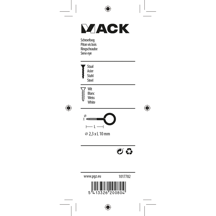 Afbeelding laden in galerijviewer, Mack 1017782 - schroefoog staal wit 10 st 2,3 x 10 mm | 10 stuks