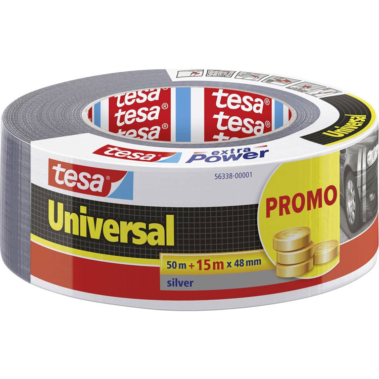 Afbeelding laden in galerijviewer, Tesa universal 56338-00001-01 textieltape zilver (l x b) 65 m x 48 mm 1 stuk(s)