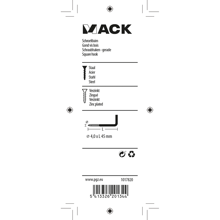 Afbeelding laden in galerijviewer, Mack 1017820 - schroefduim staal verzinkt 9st 4,0 x 45 mm | 10 stuks