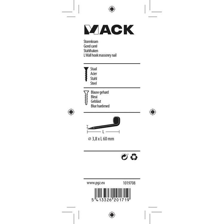 Afbeelding laden in galerijviewer, Mack 1019708 - balkhaak geblauwd staal 6 st 3,8 x 60mm | 5 stuks
