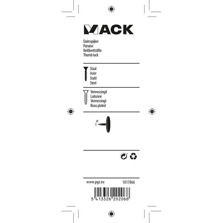 Afbeelding laden in galerijviewer, Mack 1017866 - duimspijker staal vermessingd 100 st | 10 stuks
