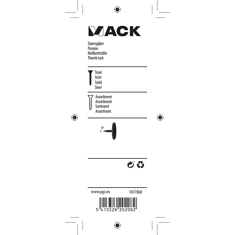 Afbeelding laden in galerijviewer, Mack 1017868 - duimspijker staal assortiment 60 st | 10 stuks