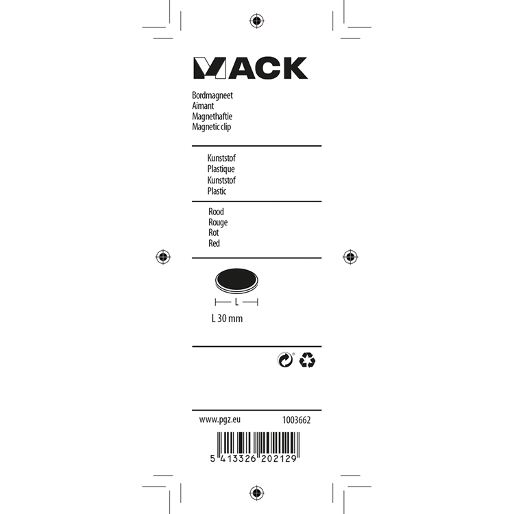 Afbeelding laden in galerijviewer, Mack 1003662 - bordmagneet kunststof rood 4 st 30mm | 10 stuks