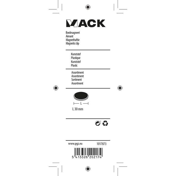 Afbeelding laden in galerijviewer, Mack 1017873 - bordmagneet kunststof assortiment 5 st 30 mm | 10 stuks
