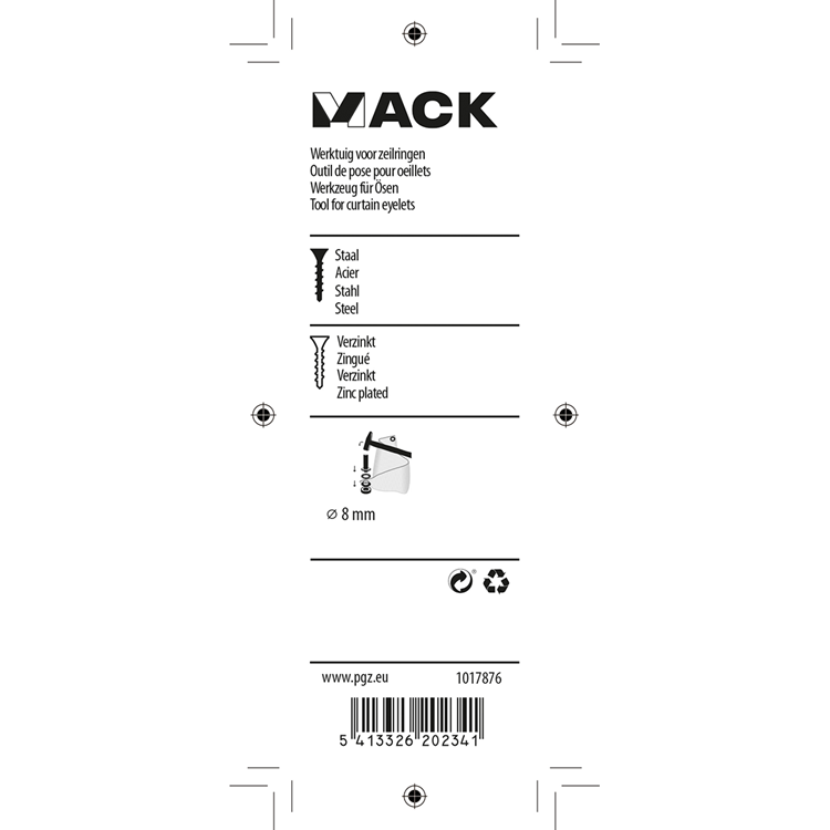 Afbeelding laden in galerijviewer, Mack 1017876 - werktuig voor zeilringen staal1 st 8 mm | 10 stuks