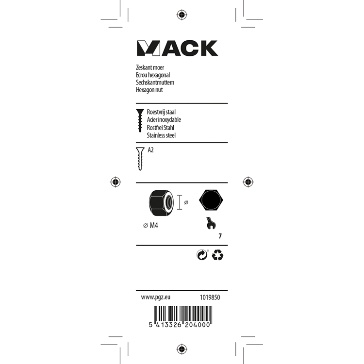 Chargez l'image dans la visionneuse de la galerie, Mack 1019850 - zeskantmoer inox a2 18 st m4 | 10 stuks