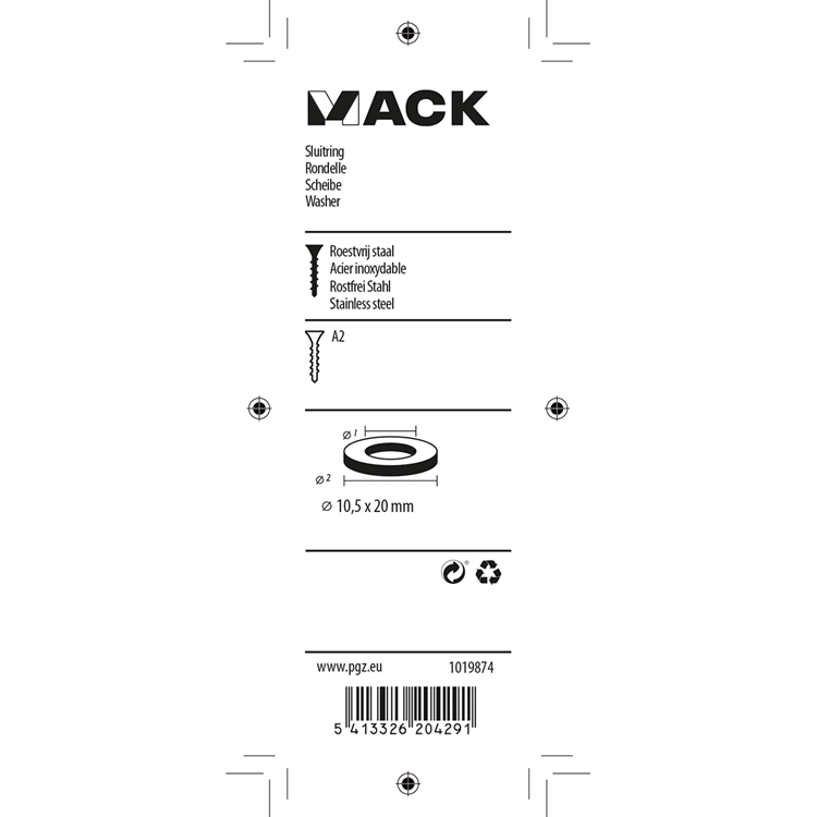 Afbeelding laden in galerijviewer, Mack 1019874 - sluitring inox a2 9 st m10 | 10 stuks