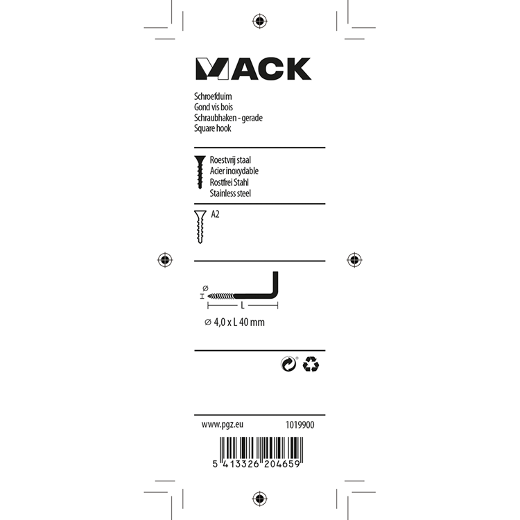 Afbeelding laden in galerijviewer, Mack 1019900 - schroefduim roestvrijstaal 3 st 4,0x40 mm | 10 stuks