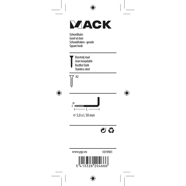 Afbeelding laden in galerijviewer, Mack 1019901 - schroefduim roestvrijstaal 2 st 5,0x50 mm | 10 stuks