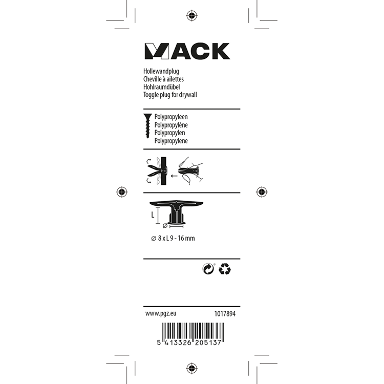 Afbeelding laden in galerijviewer, Mack 1017894 - hollewandplug nylon 4 st tb | 10 stuks
