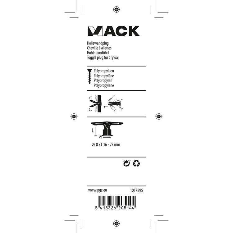 Afbeelding laden in galerijviewer, Mack 1017895 - hollewandplug nylon 4 st tc | 5 stuks