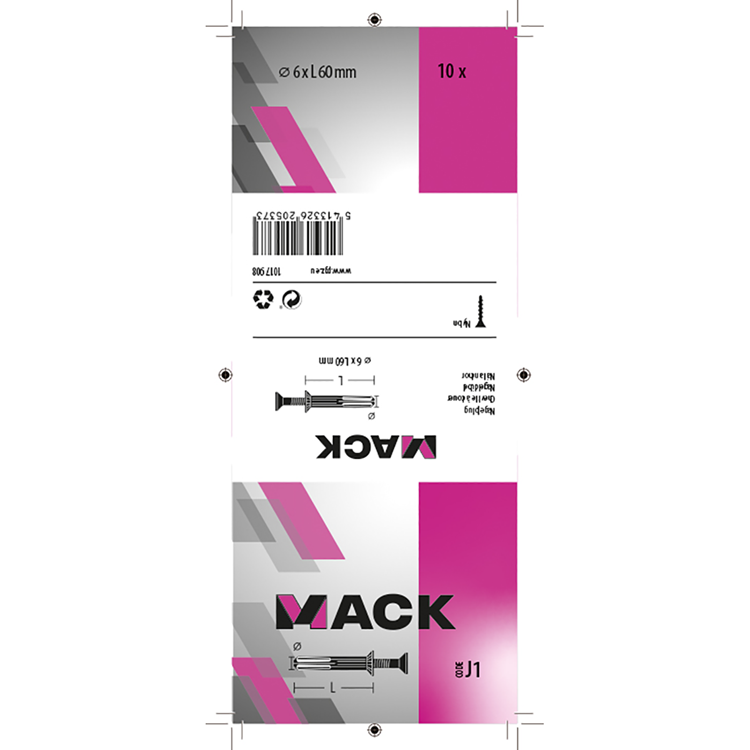 Afbeelding laden in galerijviewer, Mack 1017908 - nylon nagelplug polyamide 10 st 6 x 60 mm | 5 stuks