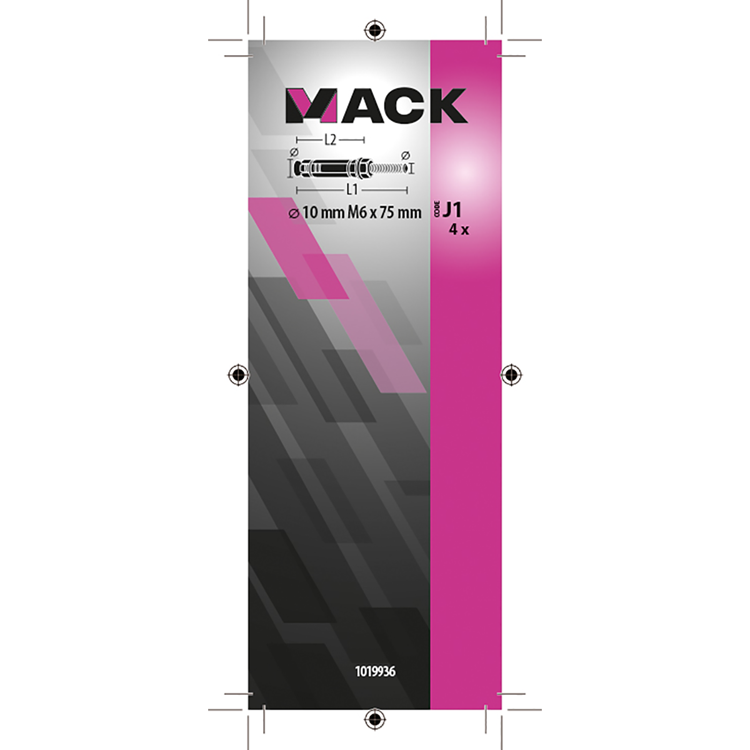 Afbeelding laden in galerijviewer, Mack 1019936 - keilbout met draadst. verzinkt 4 st m6 x 75 mm | 5 stuks
