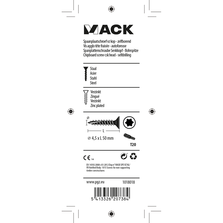 Afbeelding laden in galerijviewer, Mack 1018018 - spaanplschr.vzkop-zelfb. geelverz. 28 st 4,5 x 50 mm | 5 stuks