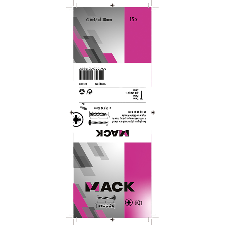 Afbeelding laden in galerijviewer, Mack 1018161 - boorplug vr gipskartplt + schr. zamac 15st 6 x 38 mm | 5 stuks