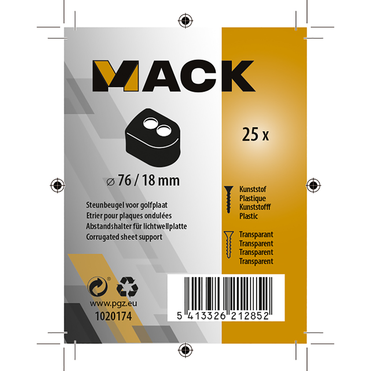 Afbeelding laden in galerijviewer, Mack 1020174 - steun voor golfplaat 25 st 76 18 | 5 stuks
