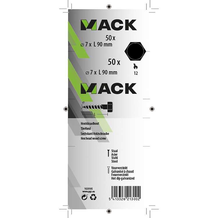 Afbeelding laden in galerijviewer, Mack 1020185 - houtdraadbout vuurverzinkt 50 st 7 x 90 mm | 2 stuks
