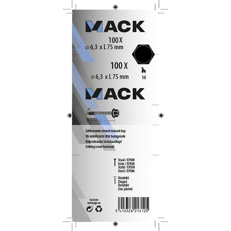Afbeelding laden in galerijviewer, Mack 1020189 - zelfbor.schroef zeskt kop epdm-vz 100st 6,3 x 75 mm | 1 stuks