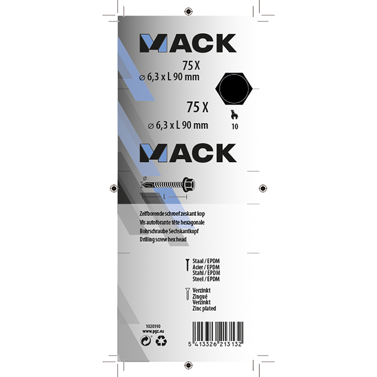Afbeelding laden in galerijviewer, Mack 1020190 - zelfbor.schroef zeskt kop epdm-vz 75st 6,3 x 90 mm | 1 stuks