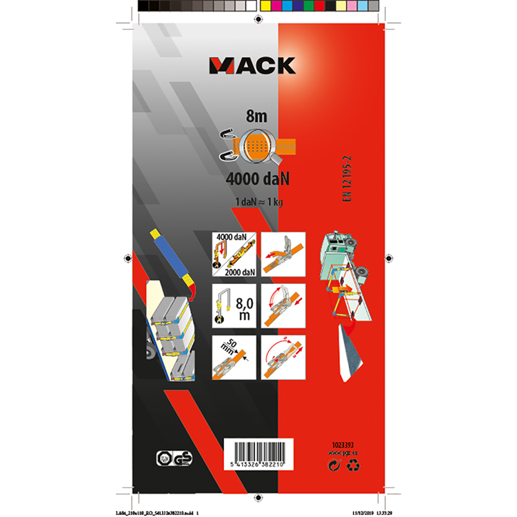 Afbeelding laden in galerijviewer, Mack 1023393 - spangordel pe, ratelspanner 2d50mm-8m max4000kg 2 klauwhaken | 5 stuks