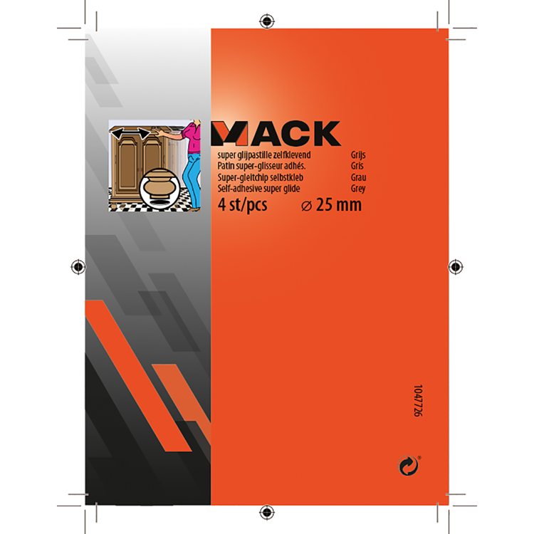 ギャラリービューアに画像をロードする, Mack 1047726 - super glijpastille zelfklevendgrijs ø 25 mm 4 st pcs | 12 stuks