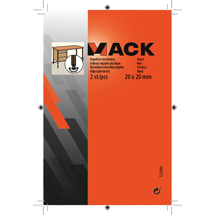 Chargez l'image dans la visionneuse de la galerie, Mack 1047772 - regelbare insteekdop zwart 20 x 20 mm 2 st pcs | 6 stuks