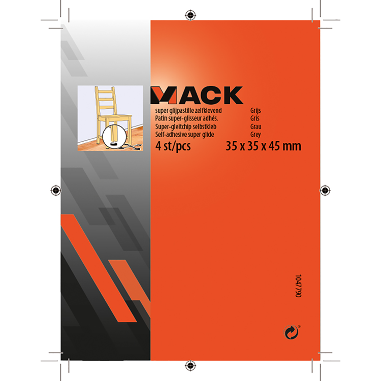 Chargez l'image dans la visionneuse de la galerie, Mack 1047790 - super glijpastille zelfklevendgrijs 35x35x45 mm 4 st pcs | 12 stuks