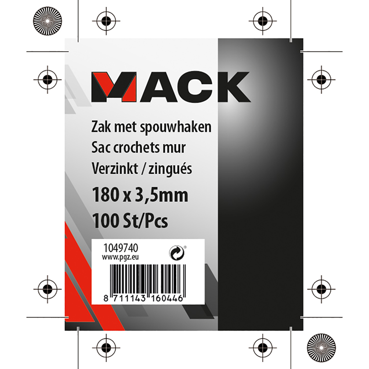 Afbeelding laden in galerijviewer, Mack 1049740 - zak met 100st spouwhaken verzinkt 180 x 3,5 | 5 stuks