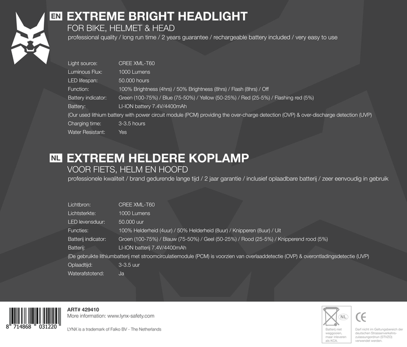 ギャラリービューアに画像をロードする, Lynx pro koplamp extreem 1000 lumen oplaadbaar