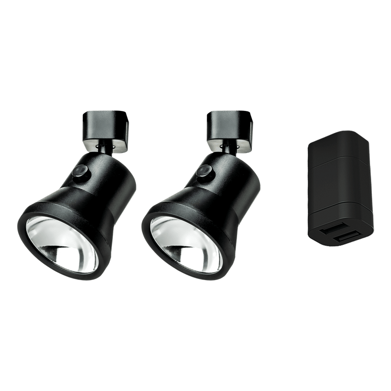 Cargue la imagen en el visor de la galería, Starterset - 2x lanciano spotlight zwart groot + dubbele usb-a aansluiting