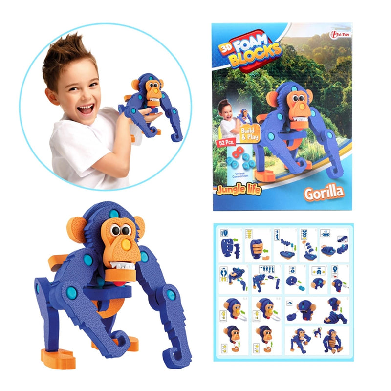 Load image into Gallery viewer, Toi-toys knutselpuzzel aap junior 25,8 cm blauw 59-delig