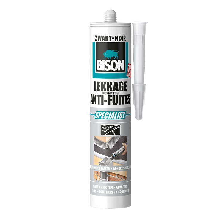 Afbeelding laden in galerijviewer, Bison lekkagekit zwart koker 300 ml, elastische afdichtingskit, waterdichte reparaties, voegen en scheuren op en rondom het dak, makkelijk aan te brengen kit