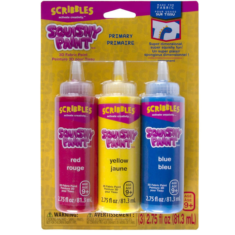 Load image into Gallery viewer, Scribbles • squishy 3d textielverf 81,3ml rood geel blauw 3stuks
