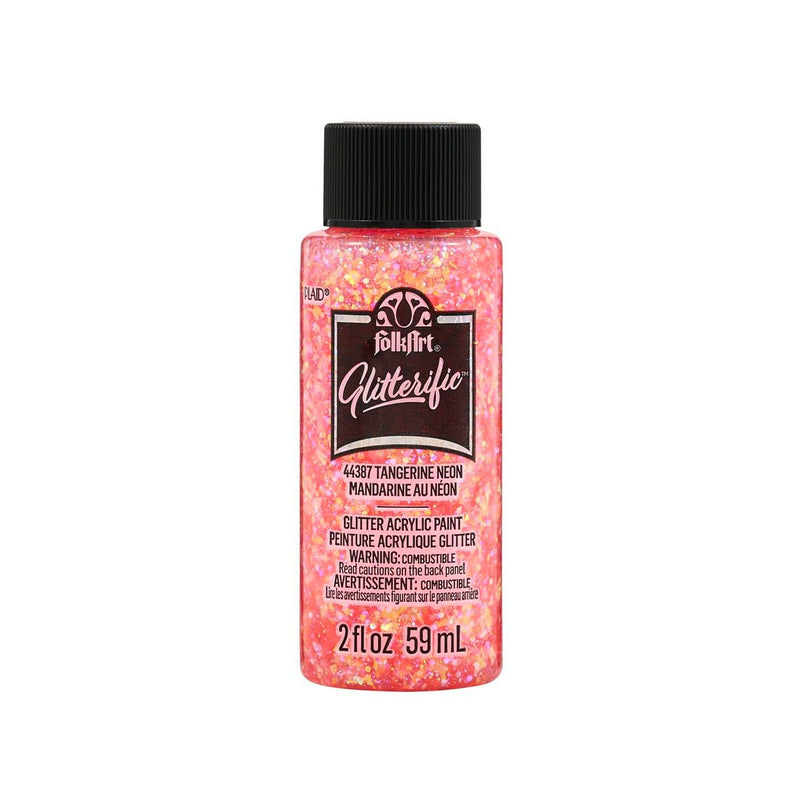 Load image into Gallery viewer, Folkart • glitterific acrylic paint neon tangerine 59ml