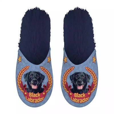 Load image into Gallery viewer, Pantoffel black labrador donkerblauw