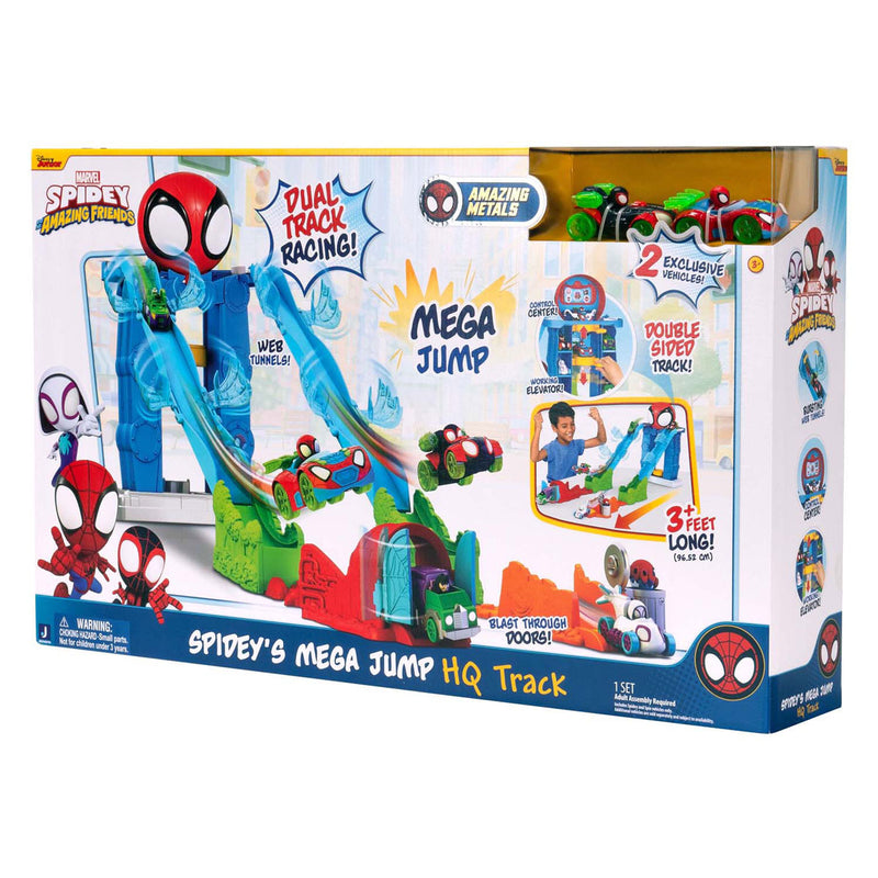 Load image into Gallery viewer, Jazwares spidey mega jump hoofdkwartier racebaan