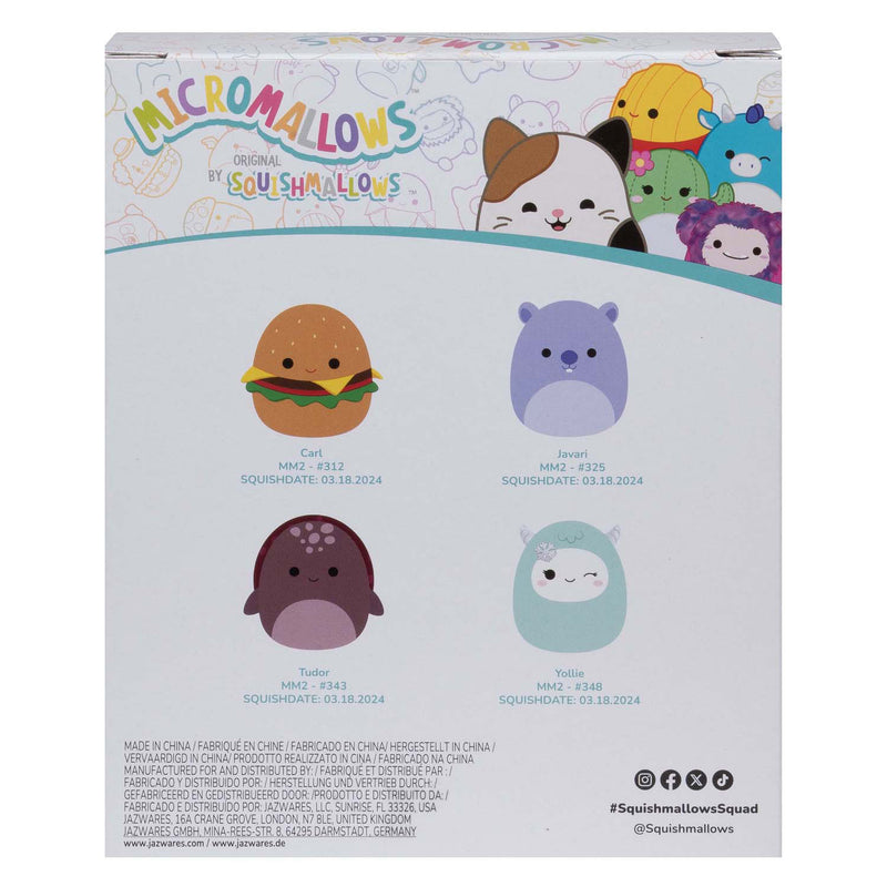 Afbeelding laden in galerijviewer, Squishmallows knuffel pluche micromallows - carl, yollie, javari, tudor, 4-pack