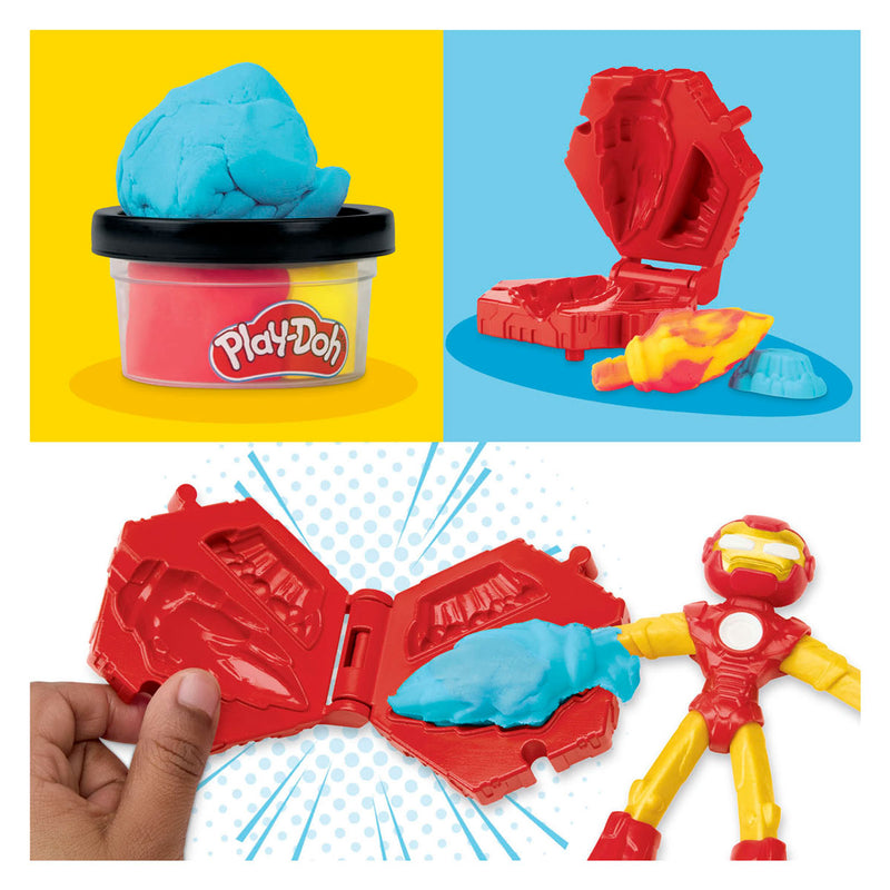 Afbeelding laden in galerijviewer, Play-doh marvel iron man blast launcher - 2 kleipotjes