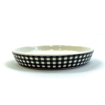 Load image into Gallery viewer, Happy pet tabby patch voerbak kat ruit keramisch zwart wit