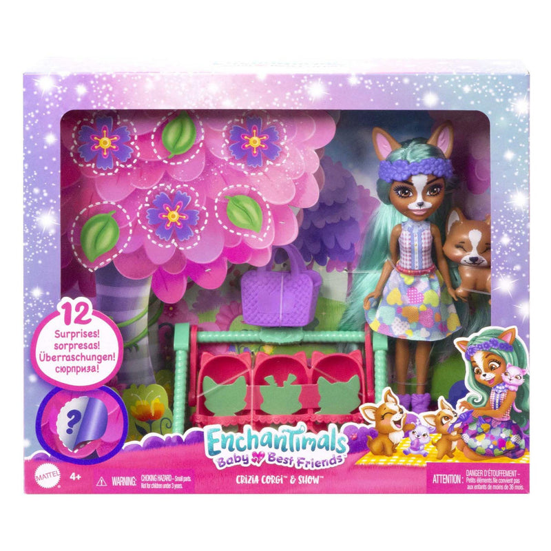Load image into Gallery viewer, Mattel Enchantimals Baby Best Friends Pop Crizia Corgi en Show