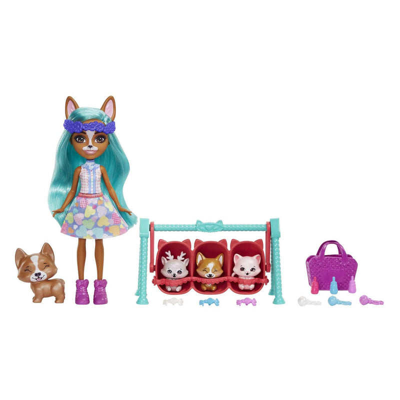 Load image into Gallery viewer, Mattel Enchantimals Baby Best Friends Pop Crizia Corgi en Show