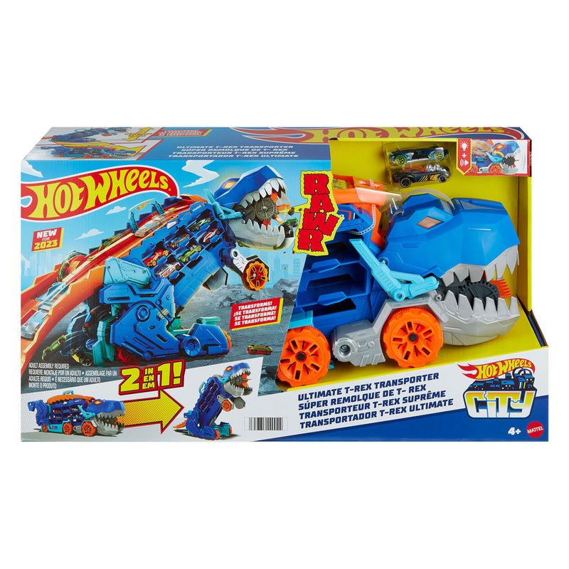 Load image into Gallery viewer, Mattel hot wheels city ultimate t-rex transporter speelset