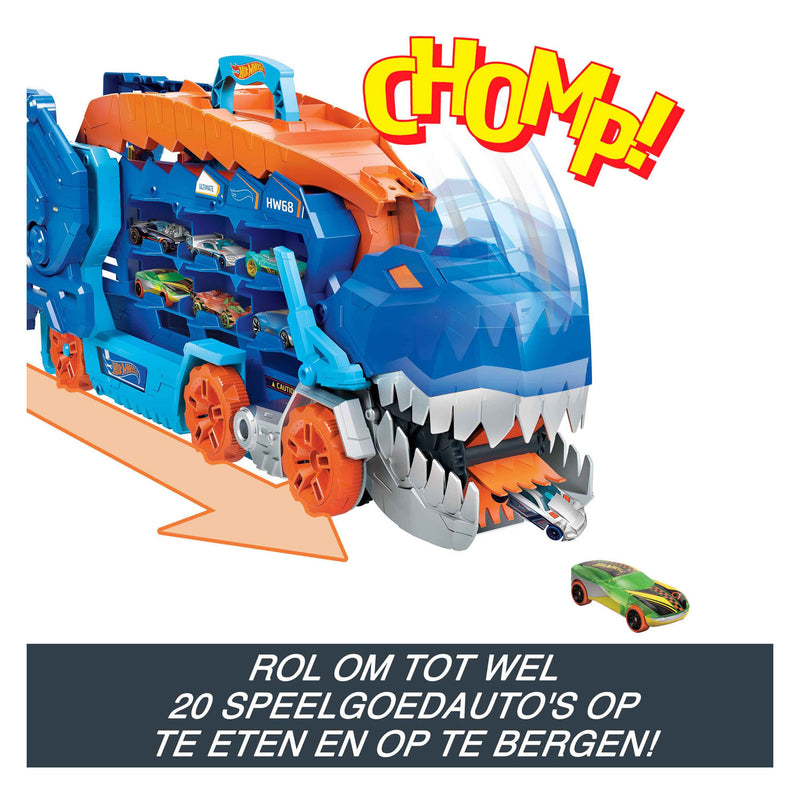 Load image into Gallery viewer, Mattel hot wheels city ultimate t-rex transporter speelset