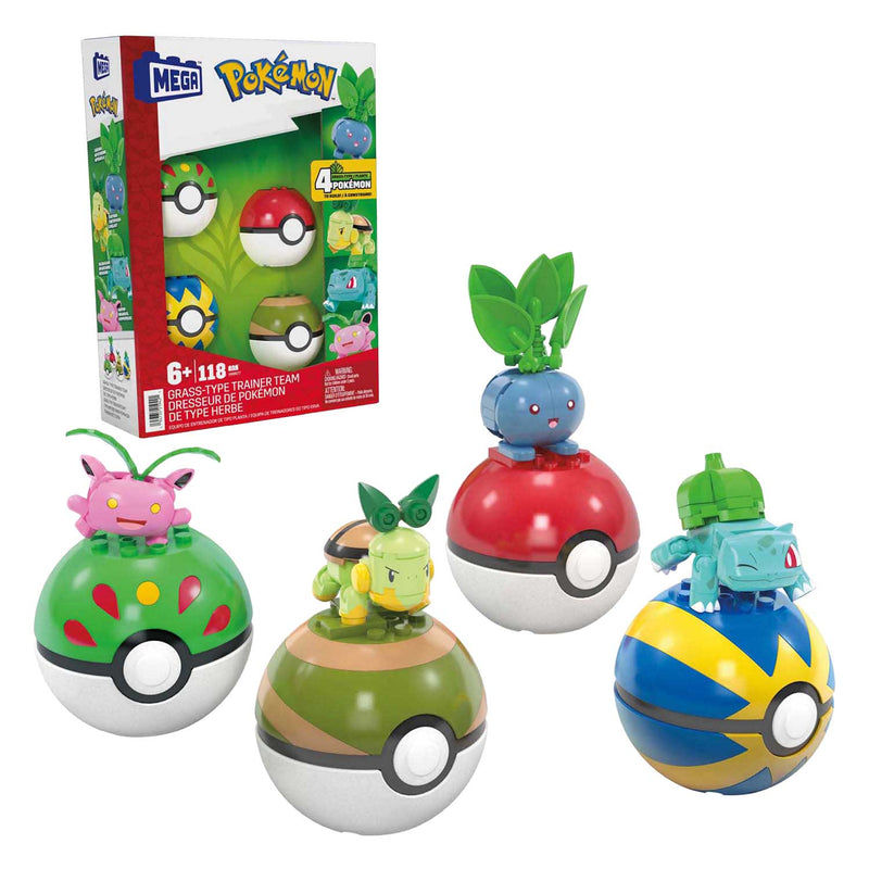 Load image into Gallery viewer, Mega bloks mega construx pokémon bouwset - bulbasaur, turtwig, hoppip en oddish