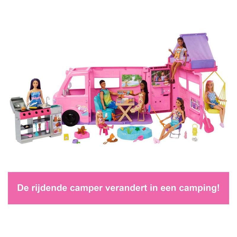 Chargez l'image dans la visionneuse de la galerie, Barbie droomcamper - speelset met daktent, barbecue en meer dan 60 accessoires